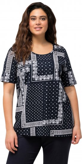 Ulla Popken Paisley A-Line Short Sleeve Tee Navy Blue - Apdrukāti T-krekli sievietēm - 