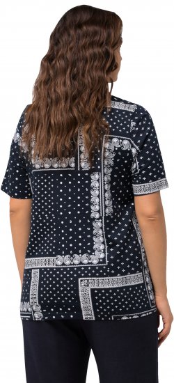 Ulla Popken Paisley A-Line Short Sleeve Tee Navy Blue - Apdrukāti T-krekli sievietēm - 