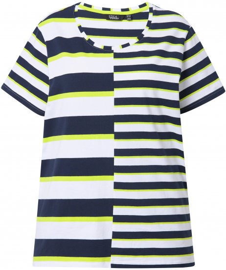 Ulla Popken Mix Stripe Short Sleeve Tee Lime - Apdrukāti T-krekli sievietēm - 