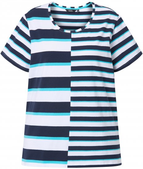 Ulla Popken Mix Stripe Short Sleeve Tee Deep Aqua - Apdrukāti T-krekli sievietēm - 