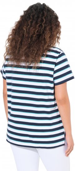 Ulla Popken Mix Stripe Short Sleeve Tee Deep Aqua - Apdrukāti T-krekli sievietēm - 
