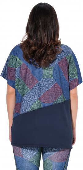 Ulla Popken Quick Drying Geometric Print Short Sleeve Tee Navy Blue - Apdrukāti T-krekli sievietēm - 