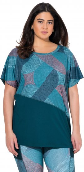 Ulla Popken Quick Drying Geometric Print Short Sleeve Tee Dark Petrol - Apdrukāti T-krekli sievietēm - 