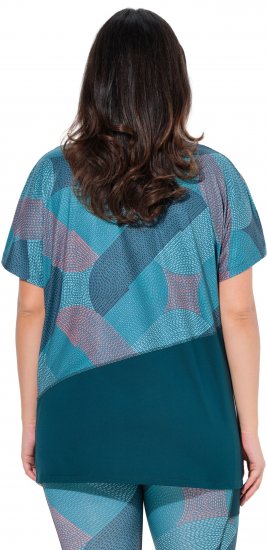 Ulla Popken Quick Drying Geometric Print Short Sleeve Tee Dark Petrol - Apdrukāti T-krekli sievietēm - 