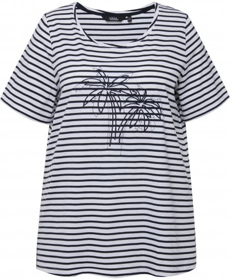 Ulla Popken Palm Tree Embroidered Tee Navy Blue - Apdrukāti T-krekli sievietēm - 