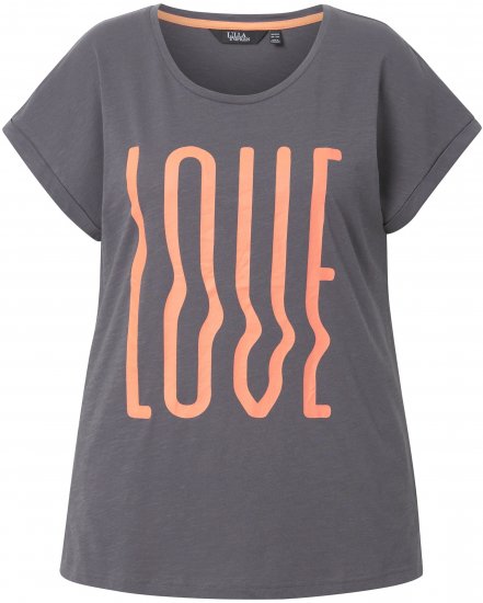 Ulla Popken LOVE Short Sleeve Graphic Tee Graphite Grey - Apdrukāti T-krekli sievietēm - 