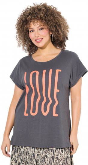 Ulla Popken LOVE Short Sleeve Graphic Tee Graphite Grey - Apdrukāti T-krekli sievietēm - 