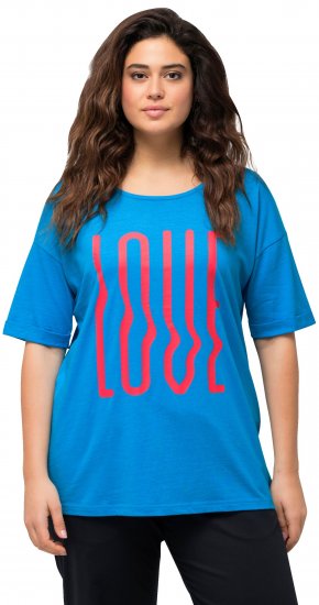 Ulla Popken LOVE Short Sleeve Graphic Tee Sapphire Blue - Apdrukāti T-krekli sievietēm - 