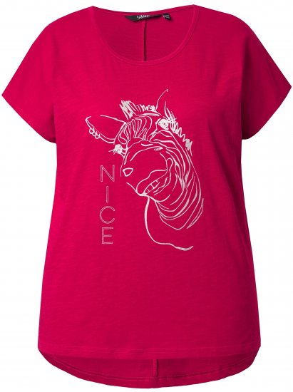 Ulla Popken Metallic Animal Cap Sleeve Graphic Tee Dark Raspberry - Apdrukāti T-krekli sievietēm - 