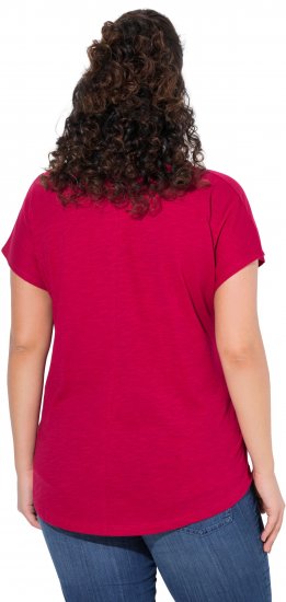 Ulla Popken Metallic Animal Cap Sleeve Graphic Tee Dark Raspberry - Apdrukāti T-krekli sievietēm - 