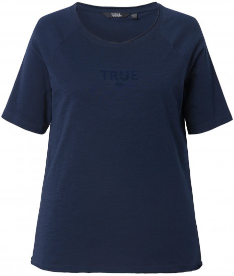 Ulla Popken TRUE Lettering Short Sleeve Tee Navy Blue - Apdrukāti T-krekli sievietēm - 