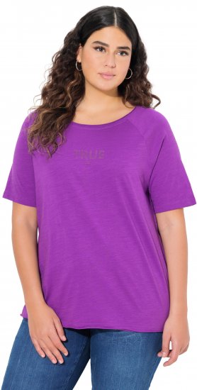 Ulla Popken TRUE Lettering Short Sleeve Tee Purple - Apdrukāti T-krekli sievietēm - 