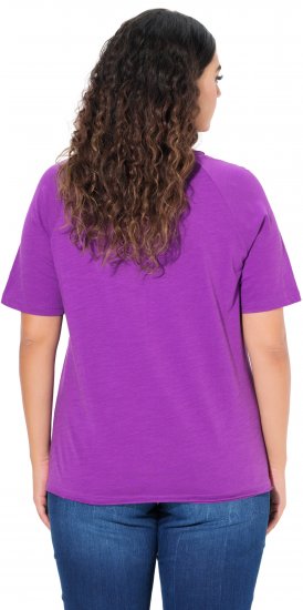Ulla Popken TRUE Lettering Short Sleeve Tee Purple - Apdrukāti T-krekli sievietēm - 
