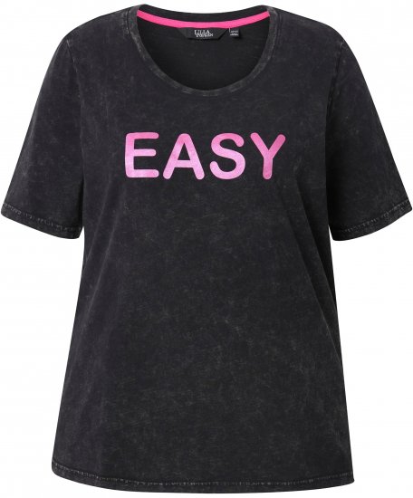 Ulla Popken Easy Short Sleeve Acid Wash Graphic Tee Black - Apdrukāti T-krekli sievietēm - 
