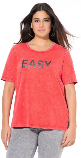 Ulla Popken Easy Short Sleeve Acid Wash Graphic Tee Light Red - Apdrukāti T-krekli sievietēm - 