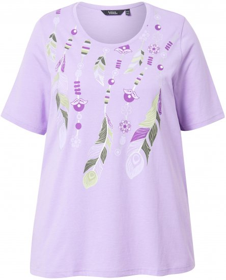 Ulla Popken Metallic Feather Short Sleeve Graphic Tee Lavender - Apdrukāti T-krekli sievietēm - 