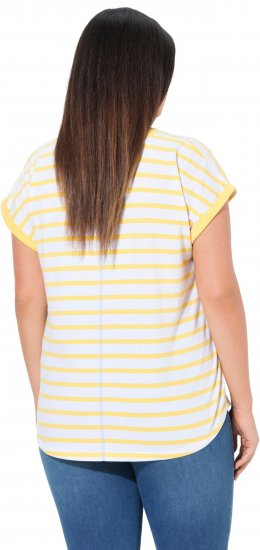 Ulla Popken Striped Short Sleeve Citrus Graphic Tee Sun Yellow - Apdrukāti T-krekli sievietēm - 