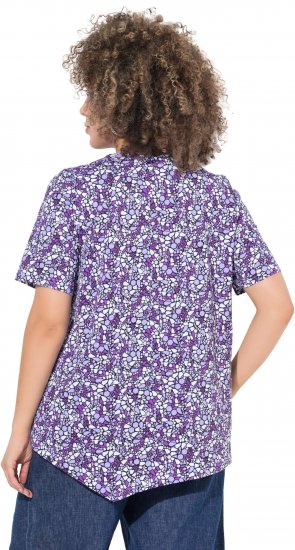 Ulla Popken Floral Pointed Hem Short Sleeve Tee Purple - Apdrukāti T-krekli sievietēm - 