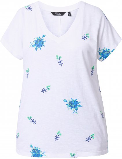 Ulla Popken Cross Stitch Short Sleeve Tee Snow White - Apdrukāti T-krekli sievietēm - 