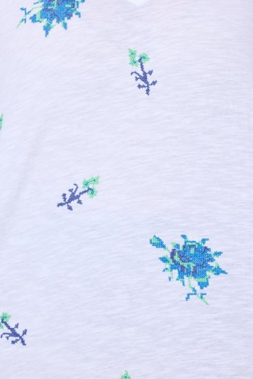 Ulla Popken Cross Stitch Short Sleeve Tee Snow White - Apdrukāti T-krekli sievietēm - Sieviešu T-krekli ar apdruku