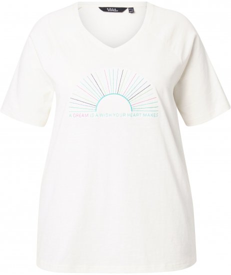 Ulla Popken Embroidered Sunrise Lettering Tee Off-White - Apdrukāti T-krekli sievietēm - 