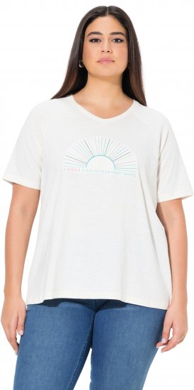 Ulla Popken Embroidered Sunrise Lettering Tee Off-White - Apdrukāti T-krekli sievietēm - 