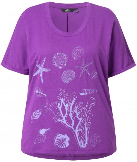 Ulla Popken Marine Print Short Sleeve Tee Purple - Apdrukāti T-krekli sievietēm - 