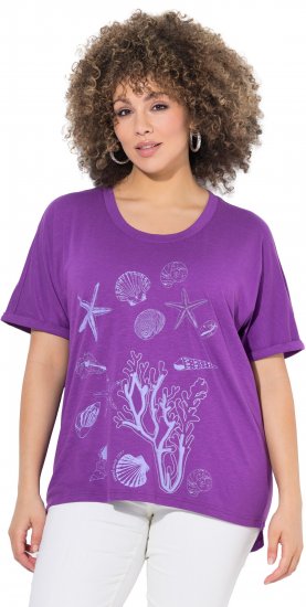 Ulla Popken Marine Print Short Sleeve Tee Purple - Apdrukāti T-krekli sievietēm - 