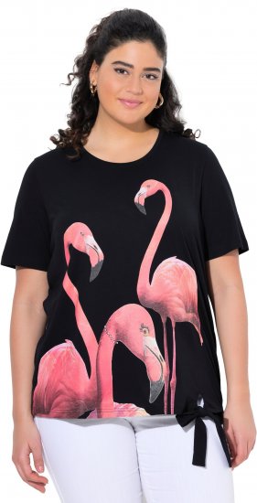 Ulla Popken Flamingo Short Sleeve Graphic Tee Black - Apdrukāti T-krekli sievietēm - 