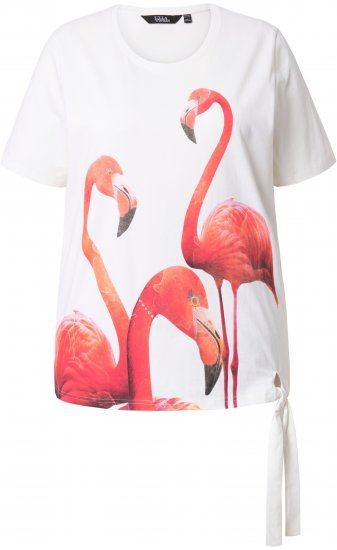Ulla Popken Flamingo Short Sleeve Graphic Tee Off-White - Apdrukāti T-krekli sievietēm - 
