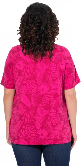 Ulla Popken Feather Print Short Sleeve V-Neck Tee Berry - Apdrukāti T-krekli sievietēm - 