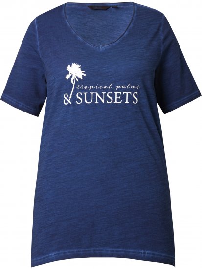 Ulla Popken Sunset Lettering Short Sleeve Graphic Tee Ink Blue - Apdrukāti T-krekli sievietēm - 