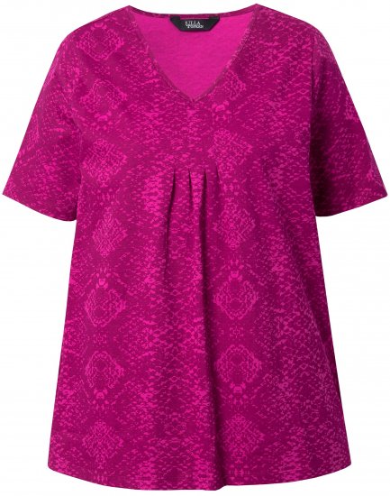 Ulla Popken Snake Print V-Neck Tee Magnolia Red - Apdrukāti T-krekli sievietēm - 