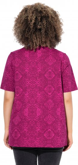 Ulla Popken Snake Print V-Neck Tee Magnolia Red - Apdrukāti T-krekli sievietēm - 
