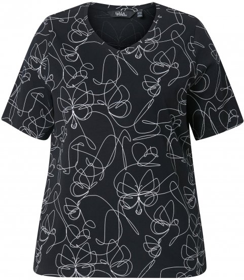 Ulla Popken Abstract Animal Print Short Sleeve Tee Black - Apdrukāti T-krekli sievietēm - 