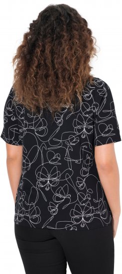 Ulla Popken Abstract Animal Print Short Sleeve Tee Black - Apdrukāti T-krekli sievietēm - 