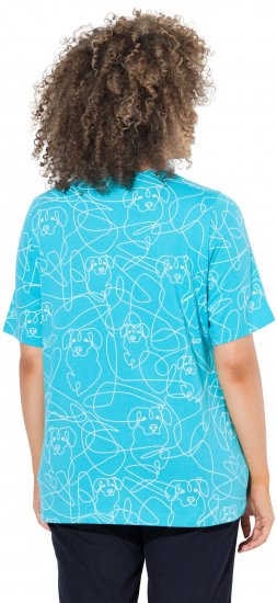 Ulla Popken Abstract Animal Print Short Sleeve Tee Deep Aqua - Apdrukāti T-krekli sievietēm - 