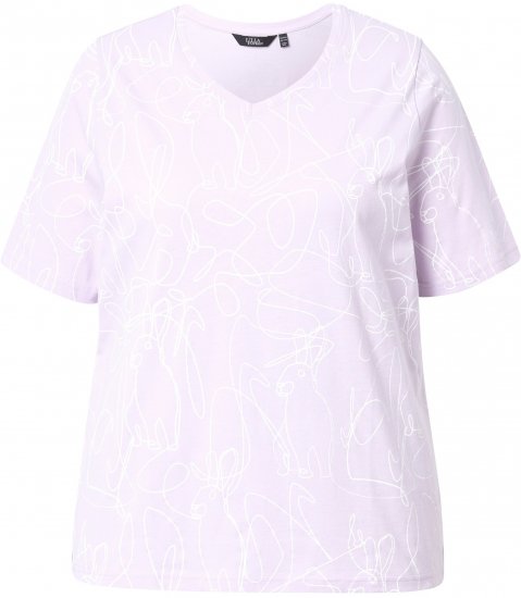 Ulla Popken Abstract Animal Print Short Sleeve Tee Lavender - Apdrukāti T-krekli sievietēm - 