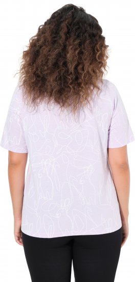 Ulla Popken Abstract Animal Print Short Sleeve Tee Lavender - Apdrukāti T-krekli sievietēm - 