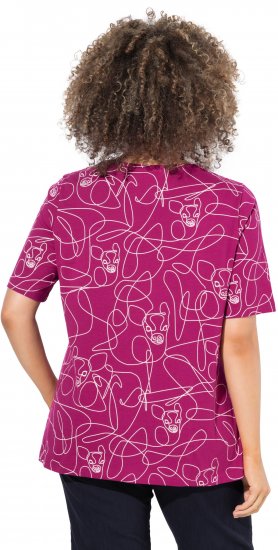 Ulla Popken Abstract Animal Print Short Sleeve Tee Magnolia Red - Apdrukāti T-krekli sievietēm - 