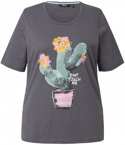 Ulla Popken Cactus Short Sleeve Graphic Tee Graphite Grey - Apdrukāti T-krekli sievietēm - 