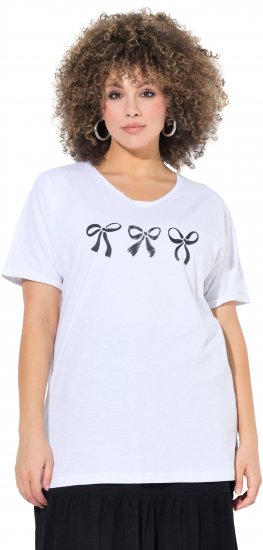 Ulla Popken Bow Short Sleeve Graphic Tee Snow White - Apdrukāti T-krekli sievietēm - 
