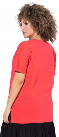Ulla Popken Bow Short Sleeve Graphic Tee Light Red - Apdrukāti T-krekli sievietēm - 