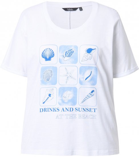 Ulla Popken Drinks And Sunset Graphic Tee Snow White - Apdrukāti T-krekli sievietēm - 