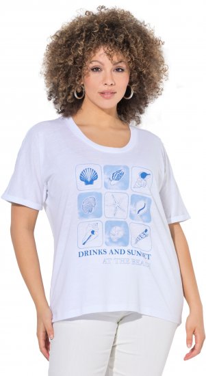 Ulla Popken Drinks And Sunset Graphic Tee Snow White - Apdrukāti T-krekli sievietēm - 