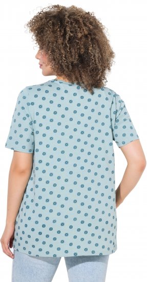 Ulla Popken Tile Print Short Sleeve Pleated Tee Light Moss Green - Apdrukāti T-krekli sievietēm - 