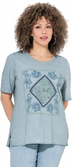 Ulla Popken Paisley Short Sleeve Graphic Tee Light Moss Green - Apdrukāti T-krekli sievietēm - 