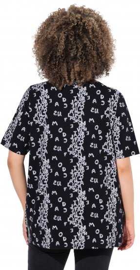 Ulla Popken Letter Print Short Sleeve Tee Black - Apdrukāti T-krekli sievietēm - 
