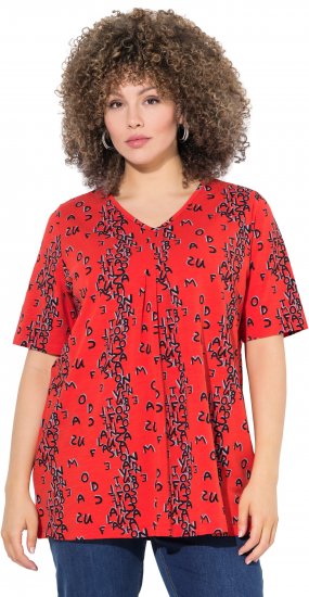 Ulla Popken Letter Print Short Sleeve Tee Red - Apdrukāti T-krekli sievietēm - 