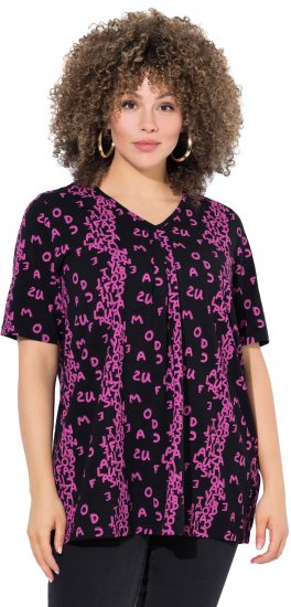 Ulla Popken Letter Print Short Sleeve Tee Magnolia Red - Apdrukāti T-krekli sievietēm - 